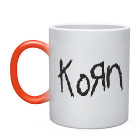Кружка хамелеон с принтом Korn в Петрозаводске, керамика | меняет цвет при нагревании, емкость 330 мл | korn | группы | корн | метал | музыка | рок