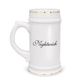 Кружка пивная с принтом Nightwish в Петрозаводске,  керамика (Материал выдерживает высокую температуру, стоит избегать резкого перепада температур) |  объем 630 мл | Тематика изображения на принте: 
