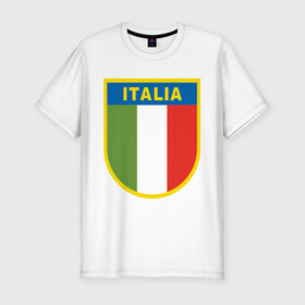 Мужская футболка премиум с принтом Italy в Петрозаводске, 92% хлопок, 8% лайкра | приталенный силуэт, круглый вырез ворота, длина до линии бедра, короткий рукав | итальянский фк | футбол италии | футбольный клуб италии
