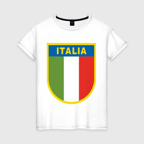 Женская футболка хлопок с принтом Italy в Петрозаводске, 100% хлопок | прямой крой, круглый вырез горловины, длина до линии бедер, слегка спущенное плечо | итальянский фк | футбол италии | футбольный клуб италии