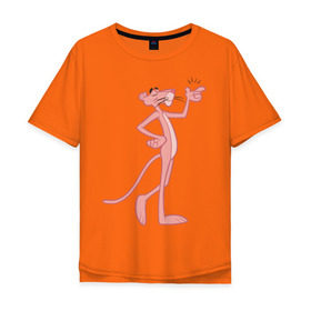 Мужская футболка хлопок Oversize с принтом PinkPanther в Петрозаводске, 100% хлопок | свободный крой, круглый ворот, “спинка” длиннее передней части | pink panther | розовая пантера