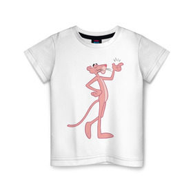 Детская футболка хлопок с принтом PinkPanther в Петрозаводске, 100% хлопок | круглый вырез горловины, полуприлегающий силуэт, длина до линии бедер | pink panther | розовая пантера