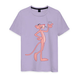 Мужская футболка хлопок с принтом PinkPanther в Петрозаводске, 100% хлопок | прямой крой, круглый вырез горловины, длина до линии бедер, слегка спущенное плечо. | Тематика изображения на принте: pink panther | розовая пантера