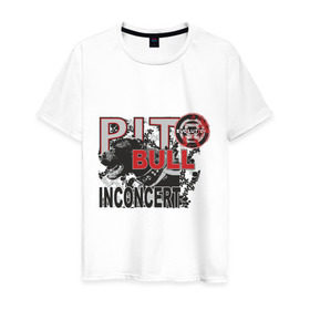 Мужская футболка хлопок с принтом Pitbull в Петрозаводске, 100% хлопок | прямой крой, круглый вырез горловины, длина до линии бедер, слегка спущенное плечо. | pitbull