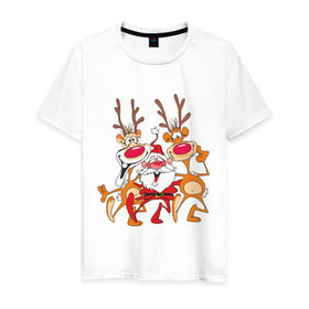 Мужская футболка хлопок с принтом Дед Мороз (8) в Петрозаводске, 100% хлопок | прямой крой, круглый вырез горловины, длина до линии бедер, слегка спущенное плечо. | 2012 | new year | дед мороз | мороз | нг | новый 2012 | новый год | олень | санта | санта клаус