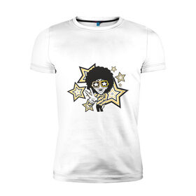 Мужская футболка премиум с принтом Disco Star в Петрозаводске, 92% хлопок, 8% лайкра | приталенный силуэт, круглый вырез ворота, длина до линии бедра, короткий рукав | disco | star | диско | дискотека 80 хстар | музыка