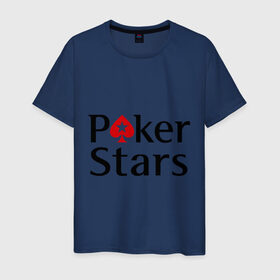 Мужская футболка хлопок с принтом Poker Stars в Петрозаводске, 100% хлопок | прямой крой, круглый вырез горловины, длина до линии бедер, слегка спущенное плечо. | pokerstars