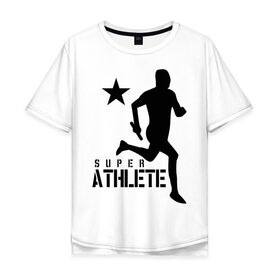 Мужская футболка хлопок Oversize с принтом Лёгкая атлетика (4) в Петрозаводске, 100% хлопок | свободный крой, круглый ворот, “спинка” длиннее передней части | Тематика изображения на принте: атлет | бег | бегун | легкая атлетика | марафон | марафонец | спринтер
