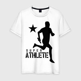 Мужская футболка хлопок с принтом Лёгкая атлетика (4) в Петрозаводске, 100% хлопок | прямой крой, круглый вырез горловины, длина до линии бедер, слегка спущенное плечо. | атлет | бег | бегун | легкая атлетика | марафон | марафонец | спринтер