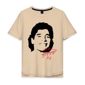 Мужская футболка хлопок Oversize с принтом Diego Maradona в Петрозаводске, 100% хлопок | свободный крой, круглый ворот, “спинка” длиннее передней части | diego maradona | footballplayer | аргентина | диего марадона | сборная аргентины