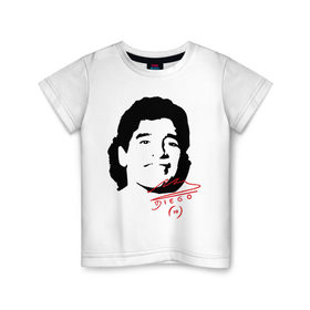 Детская футболка хлопок с принтом Diego Maradona в Петрозаводске, 100% хлопок | круглый вырез горловины, полуприлегающий силуэт, длина до линии бедер | Тематика изображения на принте: diego maradona | footballplayer | аргентина | диего марадона | сборная аргентины