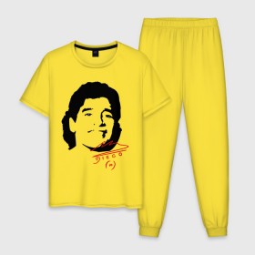 Мужская пижама хлопок с принтом Diego Maradona в Петрозаводске, 100% хлопок | брюки и футболка прямого кроя, без карманов, на брюках мягкая резинка на поясе и по низу штанин
 | Тематика изображения на принте: diego maradona | footballplayer | аргентина | диего марадона | сборная аргентины