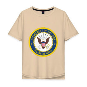 Мужская футболка хлопок Oversize с принтом Военно-морское министерство США в Петрозаводске, 100% хлопок | свободный крой, круглый ворот, “спинка” длиннее передней части | нави
