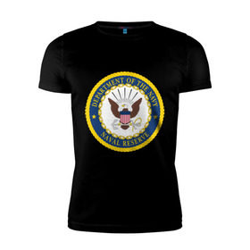 Мужская футболка премиум с принтом Военно-морское министерство США в Петрозаводске, 92% хлопок, 8% лайкра | приталенный силуэт, круглый вырез ворота, длина до линии бедра, короткий рукав | нави