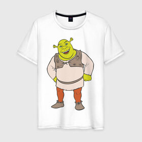 Мужская футболка хлопок с принтом Shrek (2) в Петрозаводске, 100% хлопок | прямой крой, круглый вырез горловины, длина до линии бедер, слегка спущенное плечо. | Тематика изображения на принте: shrek | шрек