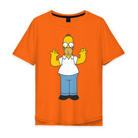 Мужская футболка хлопок Oversize с принтом Homer Simpson в Петрозаводске, 100% хлопок | свободный крой, круглый ворот, “спинка” длиннее передней части | 