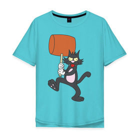 Мужская футболка хлопок Oversize с принтом Itchy в Петрозаводске, 100% хлопок | свободный крой, круглый ворот, “спинка” длиннее передней части | simpsons | симпсоны | симсоны