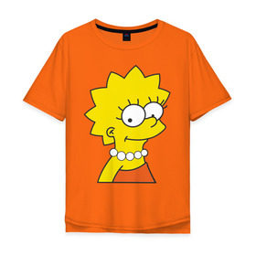 Мужская футболка хлопок Oversize с принтом Lisa Simpson в Петрозаводске, 100% хлопок | свободный крой, круглый ворот, “спинка” длиннее передней части | simpsons | лиза симпсон | симпсоны | симсоны