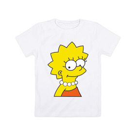 Детская футболка хлопок с принтом Lisa Simpson в Петрозаводске, 100% хлопок | круглый вырез горловины, полуприлегающий силуэт, длина до линии бедер | simpsons | лиза симпсон | симпсоны | симсоны