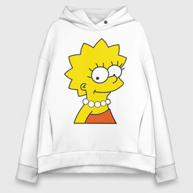 Женское худи Oversize хлопок с принтом Lisa Simpson в Петрозаводске, френч-терри — 70% хлопок, 30% полиэстер. Мягкий теплый начес внутри —100% хлопок | боковые карманы, эластичные манжеты и нижняя кромка, капюшон на магнитной кнопке | simpsons | лиза симпсон | симпсоны | симсоны