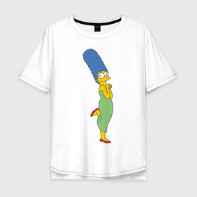Мужская футболка хлопок Oversize с принтом Marge Simpson в Петрозаводске, 100% хлопок | свободный крой, круглый ворот, “спинка” длиннее передней части | simpsons | симпсоны | симсоны