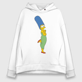 Женское худи Oversize хлопок с принтом Marge Simpson в Петрозаводске, френч-терри — 70% хлопок, 30% полиэстер. Мягкий теплый начес внутри —100% хлопок | боковые карманы, эластичные манжеты и нижняя кромка, капюшон на магнитной кнопке | simpsons | симпсоны | симсоны