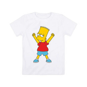 Детская футболка хлопок с принтом Bart Simpson (2) в Петрозаводске, 100% хлопок | круглый вырез горловины, полуприлегающий силуэт, длина до линии бедер | Тематика изображения на принте: simpsons | барт | барт симпсон | симсоны | симспоны