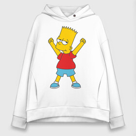 Женское худи Oversize хлопок с принтом Bart Simpson (2) в Петрозаводске, френч-терри — 70% хлопок, 30% полиэстер. Мягкий теплый начес внутри —100% хлопок | боковые карманы, эластичные манжеты и нижняя кромка, капюшон на магнитной кнопке | simpsons | барт | барт симпсон | симсоны | симспоны