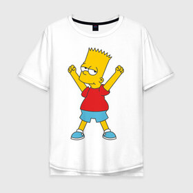 Мужская футболка хлопок Oversize с принтом Bart Simpson (2) в Петрозаводске, 100% хлопок | свободный крой, круглый ворот, “спинка” длиннее передней части | simpsons | барт | барт симпсон | симсоны | симспоны