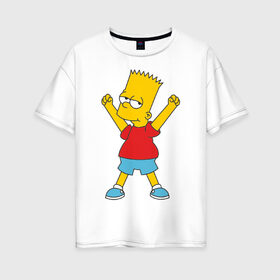 Женская футболка хлопок Oversize с принтом Bart Simpson (2) в Петрозаводске, 100% хлопок | свободный крой, круглый ворот, спущенный рукав, длина до линии бедер
 | simpsons | барт | барт симпсон | симсоны | симспоны