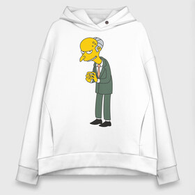 Женское худи Oversize хлопок с принтом Charles Montgomery Burns в Петрозаводске, френч-терри — 70% хлопок, 30% полиэстер. Мягкий теплый начес внутри —100% хлопок | боковые карманы, эластичные манжеты и нижняя кромка, капюшон на магнитной кнопке | simpsons | симпсоны | симсоны