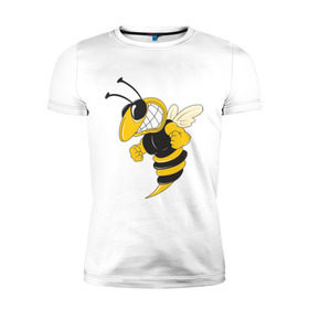Мужская футболка премиум с принтом Пчела в Петрозаводске, 92% хлопок, 8% лайкра | приталенный силуэт, круглый вырез ворота, длина до линии бедра, короткий рукав | пчела