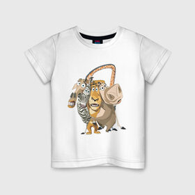 Детская футболка хлопок с принтом Мадагаскар (2) в Петрозаводске, 100% хлопок | круглый вырез горловины, полуприлегающий силуэт, длина до линии бедер | 