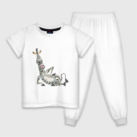 Детская пижама хлопок с принтом Мадагаскар (4) в Петрозаводске, 100% хлопок |  брюки и футболка прямого кроя, без карманов, на брюках мягкая резинка на поясе и по низу штанин
 | madagascar | зебра | мадагаскар