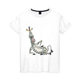 Женская футболка хлопок с принтом Мадагаскар (4) в Петрозаводске, 100% хлопок | прямой крой, круглый вырез горловины, длина до линии бедер, слегка спущенное плечо | madagascar | зебра | мадагаскар