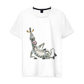 Мужская футболка хлопок с принтом Мадагаскар (4) в Петрозаводске, 100% хлопок | прямой крой, круглый вырез горловины, длина до линии бедер, слегка спущенное плечо. | madagascar | зебра | мадагаскар