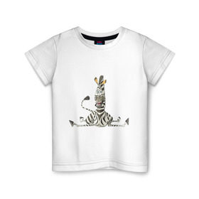 Детская футболка хлопок с принтом Мадагаскар (5) в Петрозаводске, 100% хлопок | круглый вырез горловины, полуприлегающий силуэт, длина до линии бедер | Тематика изображения на принте: madagascar | зебра | мадагаскар