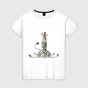 Женская футболка хлопок с принтом Мадагаскар (5) в Петрозаводске, 100% хлопок | прямой крой, круглый вырез горловины, длина до линии бедер, слегка спущенное плечо | madagascar | зебра | мадагаскар