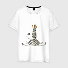 Мужская футболка хлопок с принтом Мадагаскар (5) в Петрозаводске, 100% хлопок | прямой крой, круглый вырез горловины, длина до линии бедер, слегка спущенное плечо. | madagascar | зебра | мадагаскар
