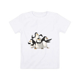 Детская футболка хлопок с принтом Мадагаскар (8) в Петрозаводске, 100% хлопок | круглый вырез горловины, полуприлегающий силуэт, длина до линии бедер | madagascar | мадагаскар | пингвины