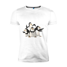 Мужская футболка премиум с принтом Мадагаскар (8) в Петрозаводске, 92% хлопок, 8% лайкра | приталенный силуэт, круглый вырез ворота, длина до линии бедра, короткий рукав | madagascar | мадагаскар | пингвины
