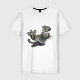 Мужская футболка премиум с принтом Кунг фу Панда (4) в Петрозаводске, 92% хлопок, 8% лайкра | приталенный силуэт, круглый вырез ворота, длина до линии бедра, короткий рукав | kung fu panda | panda | кунг фу | кунг фу панда