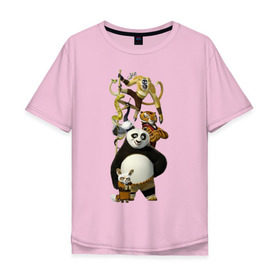 Мужская футболка хлопок Oversize с принтом Кунг фу Панда (10) в Петрозаводске, 100% хлопок | свободный крой, круглый ворот, “спинка” длиннее передней части | kung fu panda | panda | кунг фу | кунг фу панда