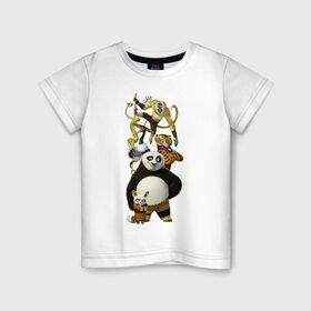 Детская футболка хлопок с принтом Кунг фу Панда (10) в Петрозаводске, 100% хлопок | круглый вырез горловины, полуприлегающий силуэт, длина до линии бедер | kung fu panda | panda | кунг фу | кунг фу панда