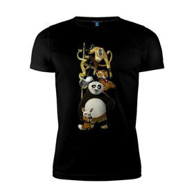 Мужская футболка премиум с принтом Кунг фу Панда (10) в Петрозаводске, 92% хлопок, 8% лайкра | приталенный силуэт, круглый вырез ворота, длина до линии бедра, короткий рукав | Тематика изображения на принте: kung fu panda | panda | кунг фу | кунг фу панда