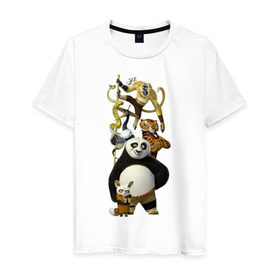 Мужская футболка хлопок с принтом Кунг фу Панда (10) в Петрозаводске, 100% хлопок | прямой крой, круглый вырез горловины, длина до линии бедер, слегка спущенное плечо. | Тематика изображения на принте: kung fu panda | panda | кунг фу | кунг фу панда