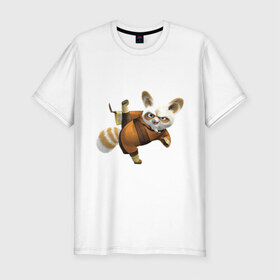 Мужская футболка премиум с принтом Кунг фу Панда (13) в Петрозаводске, 92% хлопок, 8% лайкра | приталенный силуэт, круглый вырез ворота, длина до линии бедра, короткий рукав | kung fu panda | panda | кунг фу | кунг фу панда