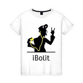 Женская футболка хлопок с принтом iBolit в Петрозаводске, 100% хлопок | прямой крой, круглый вырез горловины, длина до линии бедер, слегка спущенное плечо | apple | ibolit | mac | айболит | мак