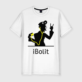 Мужская футболка премиум с принтом iBolit в Петрозаводске, 92% хлопок, 8% лайкра | приталенный силуэт, круглый вырез ворота, длина до линии бедра, короткий рукав | apple | ibolit | mac | айболит | мак