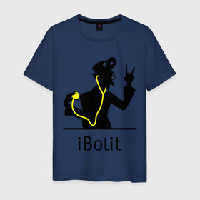 Мужская футболка хлопок с принтом iBolit в Петрозаводске, 100% хлопок | прямой крой, круглый вырез горловины, длина до линии бедер, слегка спущенное плечо. | Тематика изображения на принте: apple | ibolit | mac | айболит | мак